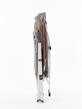 Faltstuhl JOPLIN Deluxe, gepolstert, grau meliert, Holzarmlehne